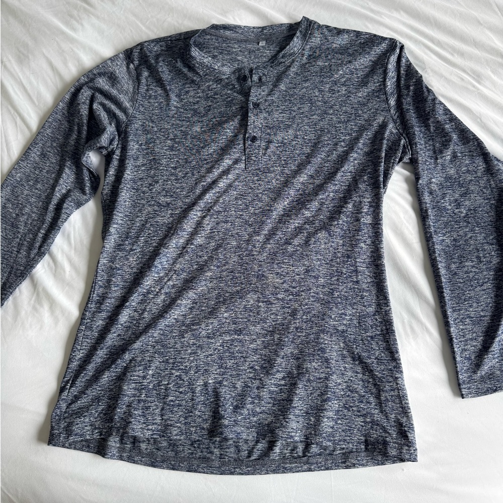 Men's Heather Gray Long Sleeve Henley Shirt